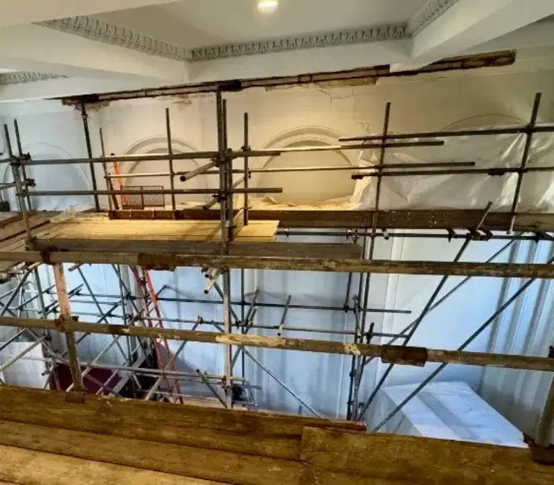Scaffolding and support works for structural alterations